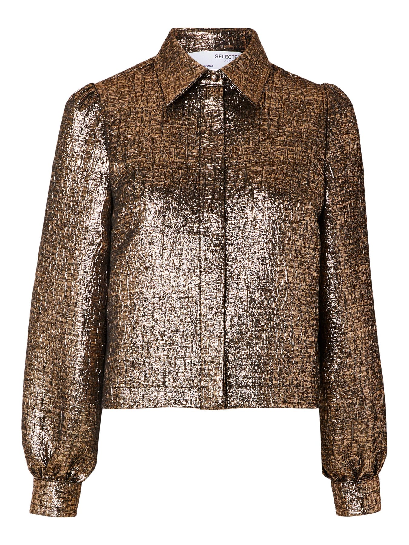 Violet Ls Jacquard Shirt - Gold Colour