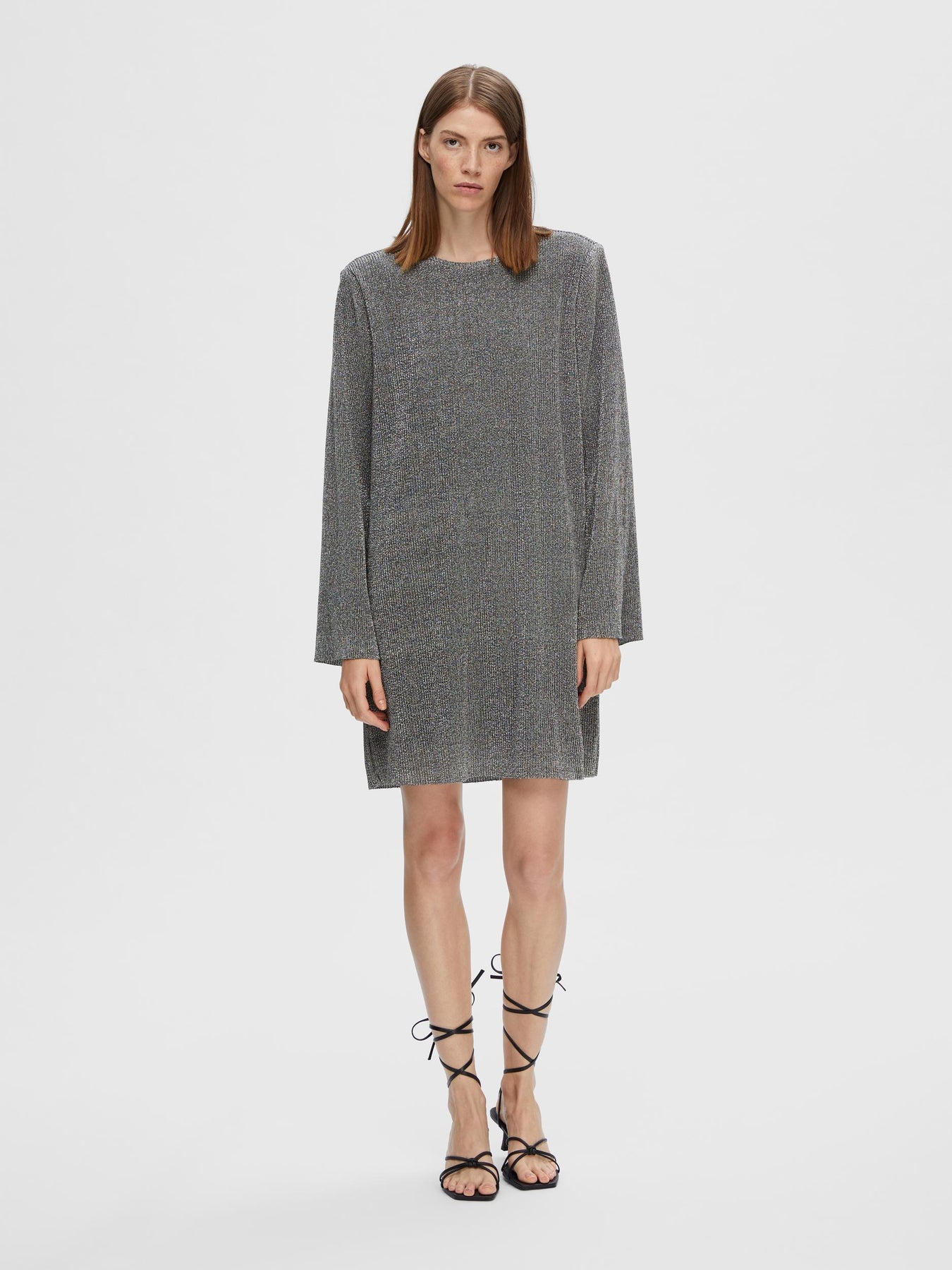 Kimmie Ls Glitter Dress - Silver