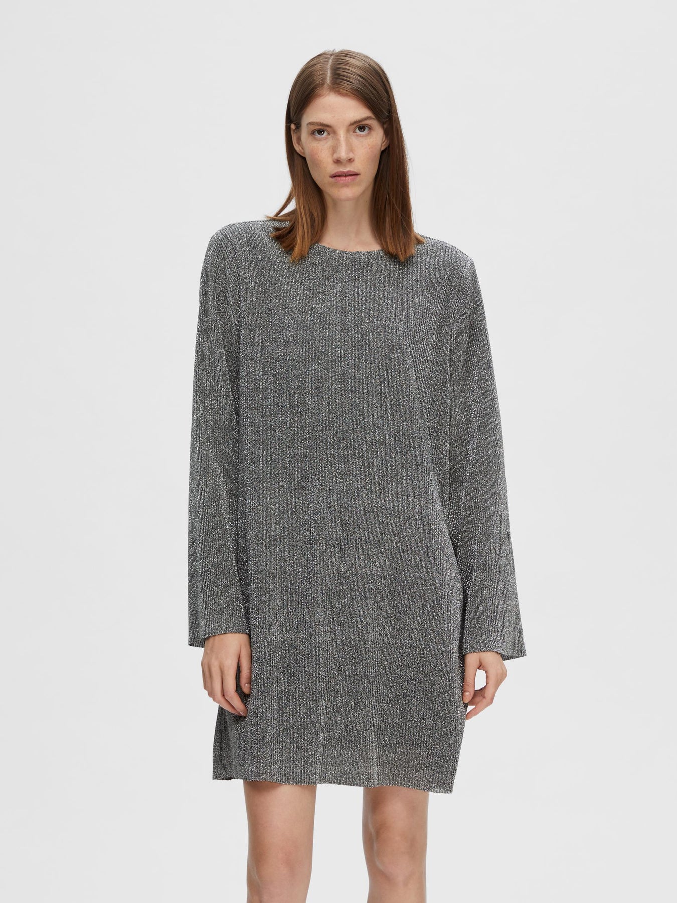 Kimmie Ls Glitter Dress - Silver