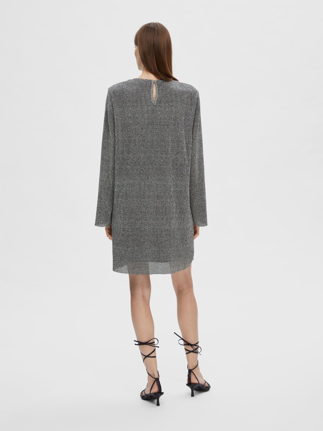Kimmie Ls Glitter Dress - Silver