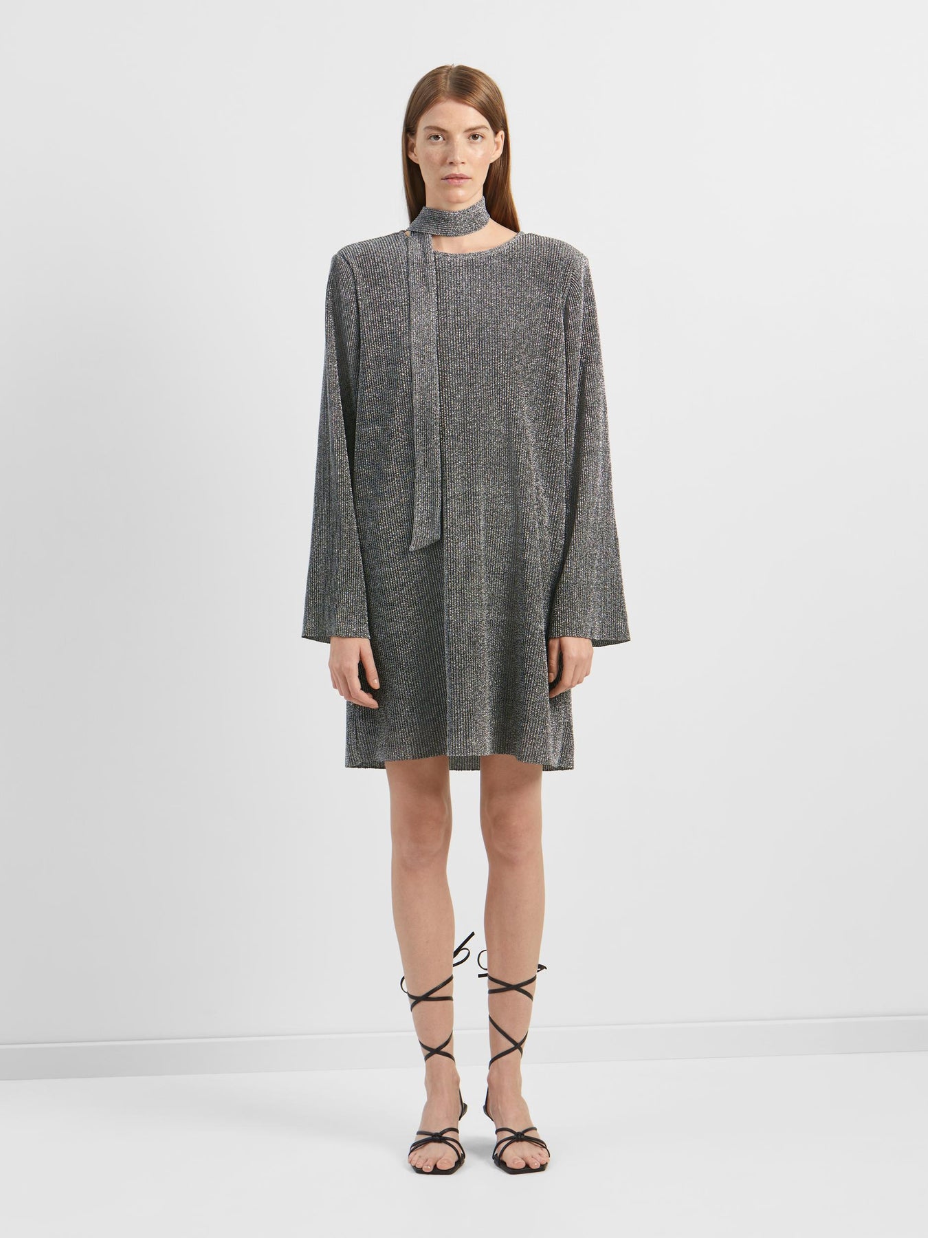 Kimmie Ls Glitter Dress - Silver