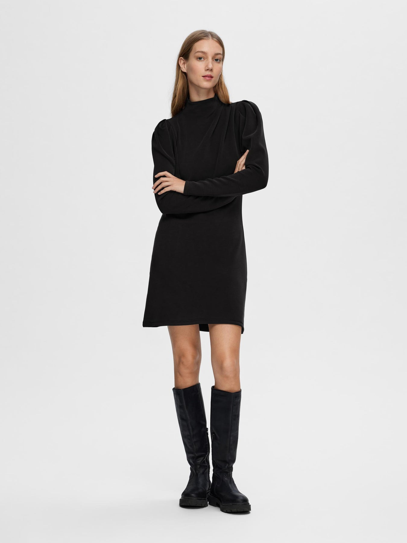 Fenja Ls Short Dress - Black