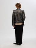 Nana Biker Leather Jacket - Black Rub Off Look