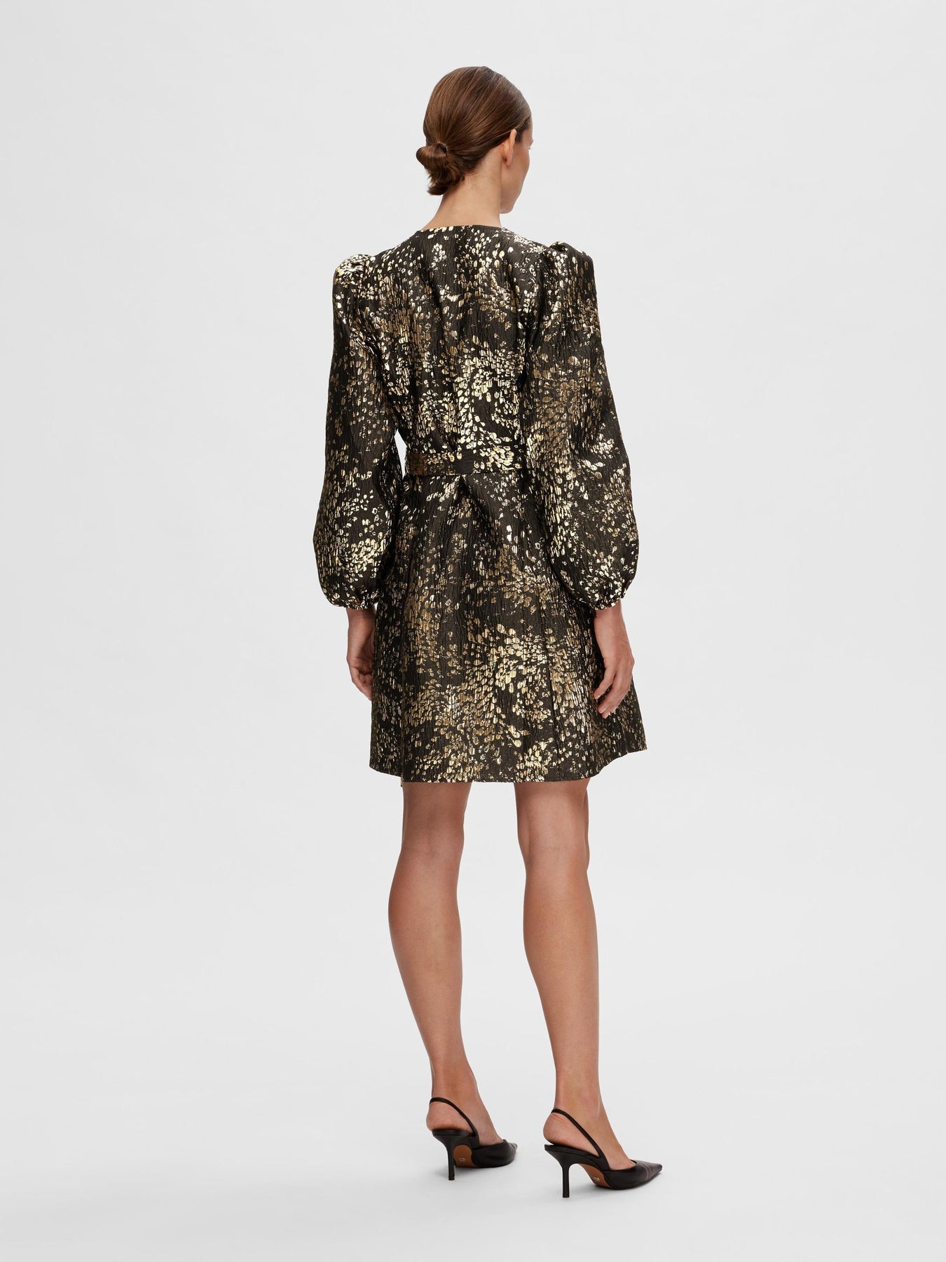 Paula-Siv Golden Leo Ls Short Dress - Guld