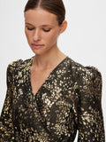 Paula-Siv Golden Leo Ls Short Dress - Guld