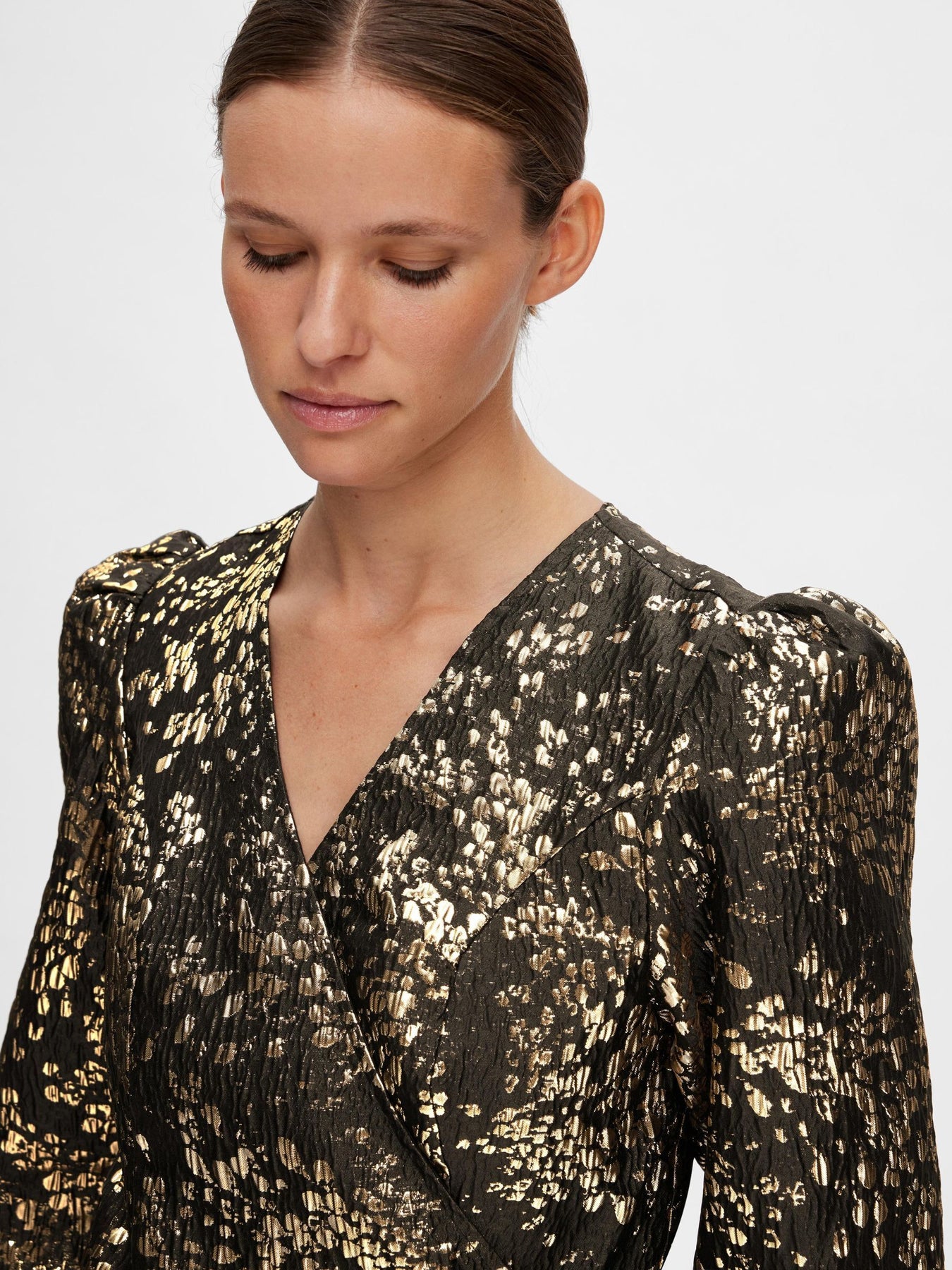 Paula-Siv Golden Leo Ls Short Dress - Guld