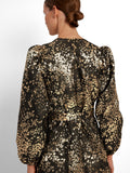 Paula-Siv Golden Leo Ls Short Dress - Guld