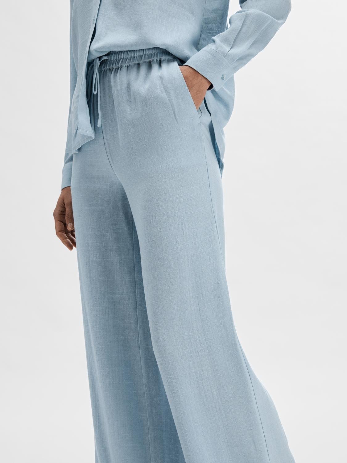 Viva-Gulia Hw Long Linen Pant - Cashmere Blue