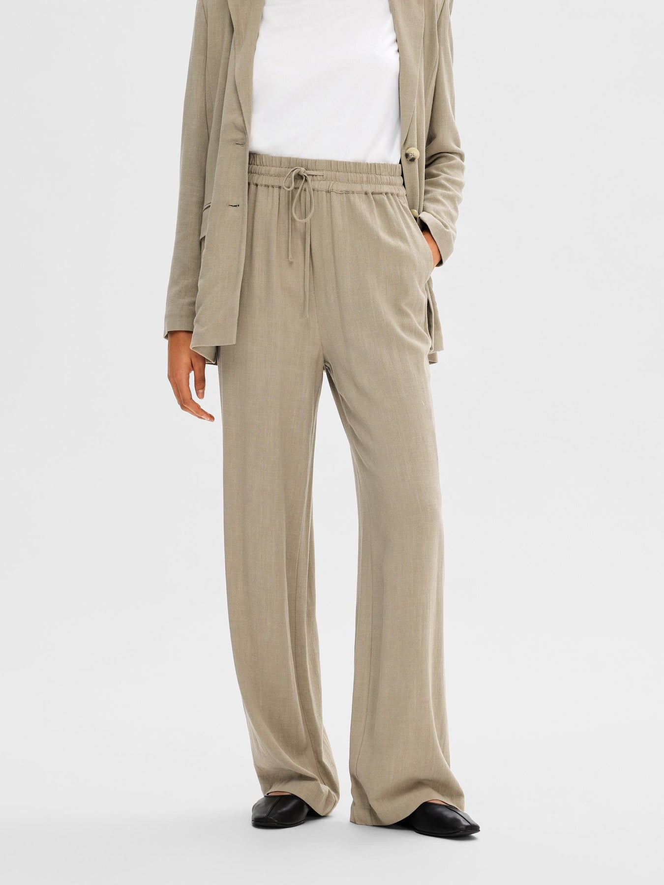 Viva-Gulia Hw Long Linen Pant - Greige