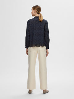 Tatiana L/S Embr Shirt - Dark Sapphire