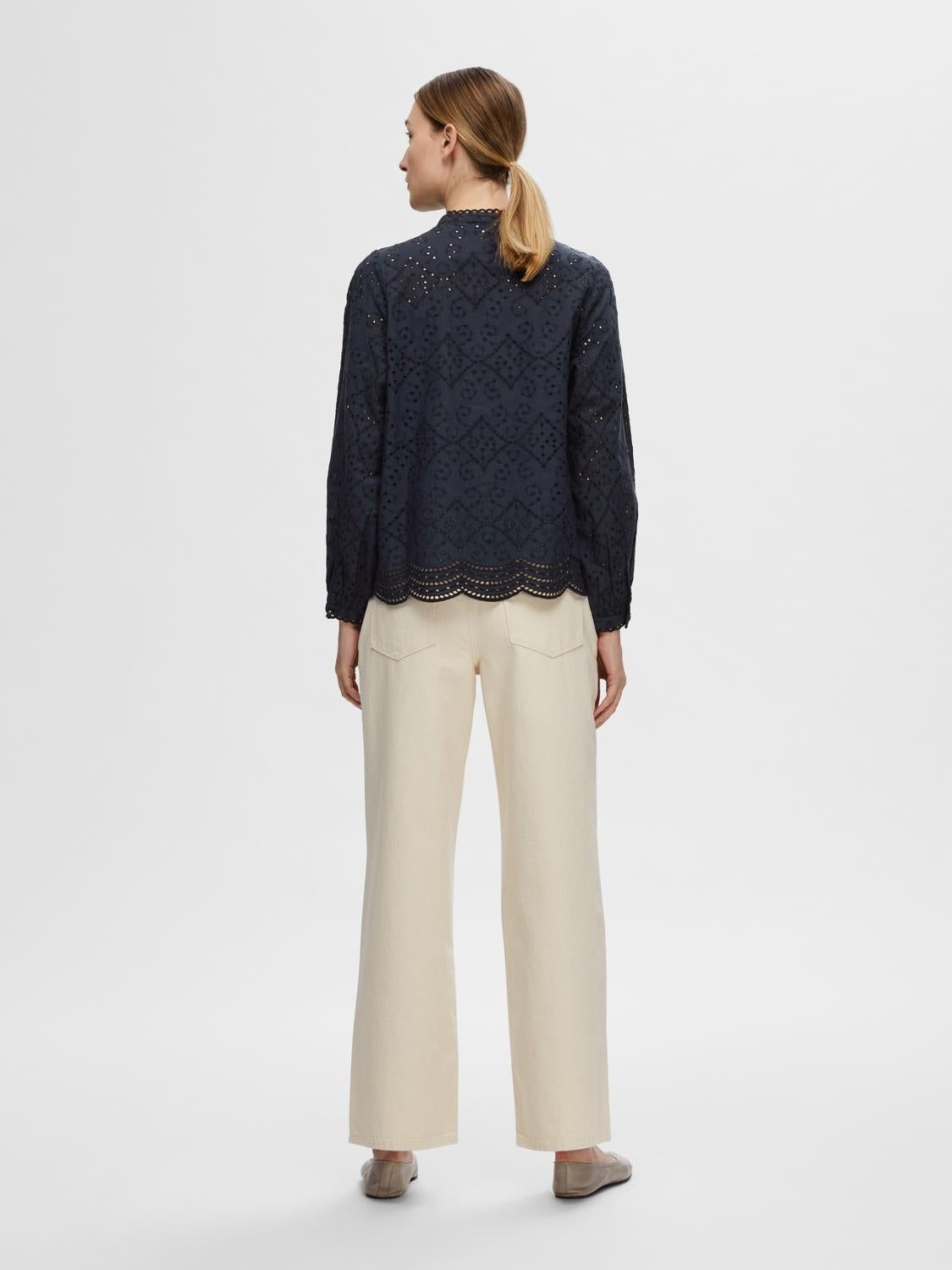 Tatiana L/S Embr Shirt - Dark Sapphire