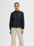 Tatiana L/S Embr Shirt - Dark Sapphire