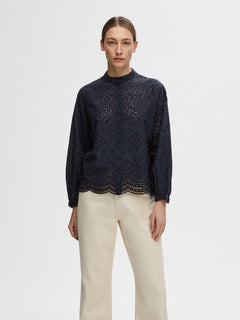 Tatiana L/S Embr Shirt - Dark Sapphire