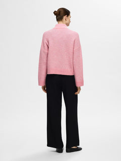 Sia Ras Ls Knit Zipper Cardigan - Peony Melange