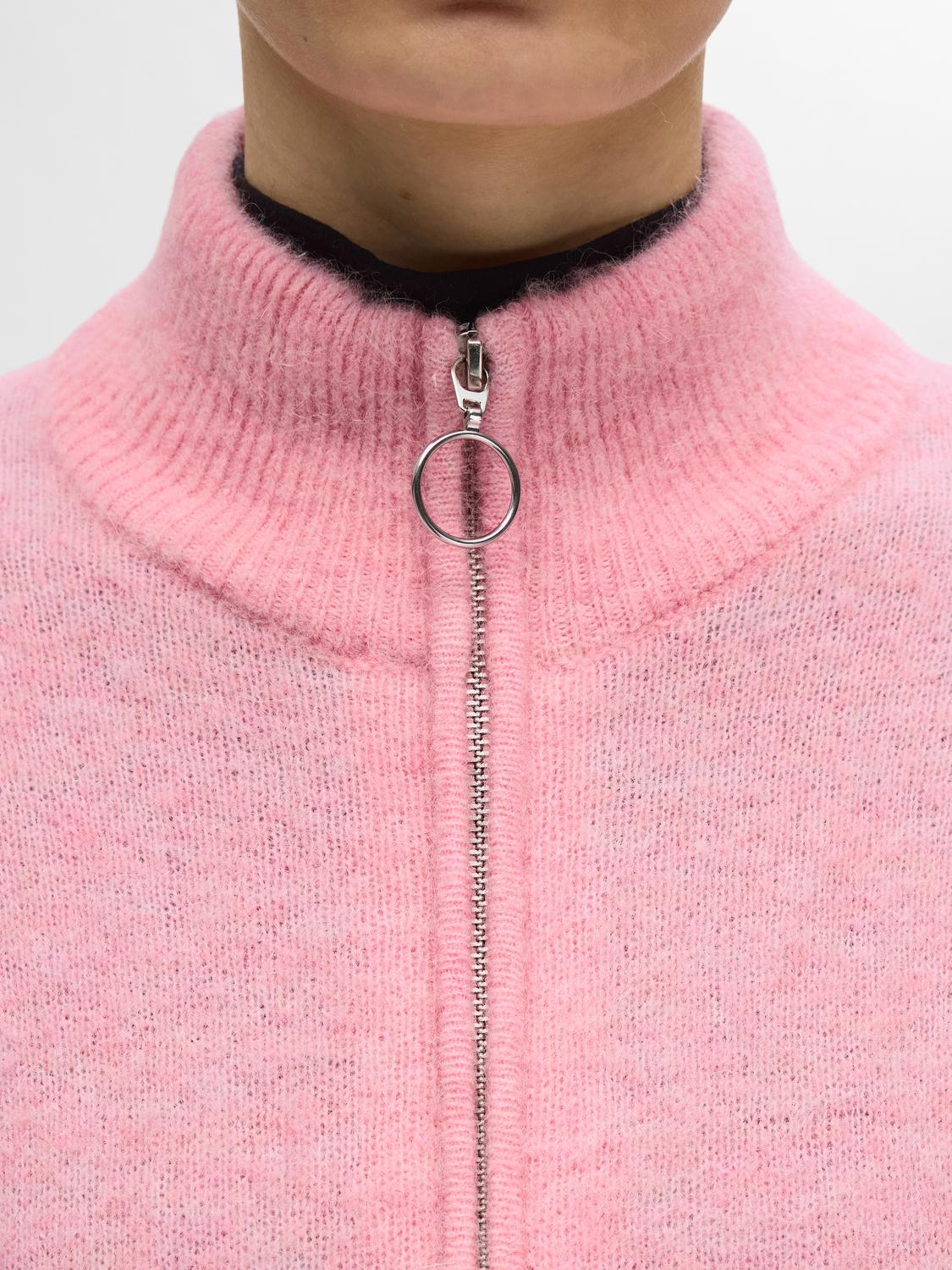 Sia Ras Ls Knit Zipper Kofta - Peony Melange