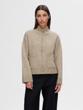 Sia Ras Ls Knit Zipper Cardigan - Dove Melange