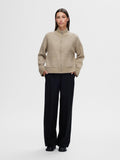 Sia Ras Ls Knit Zipper Cardigan - Dove Melange