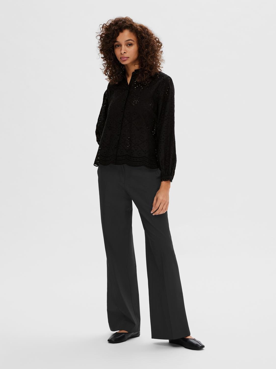 Tatiana L/S Embr Shirt - Black