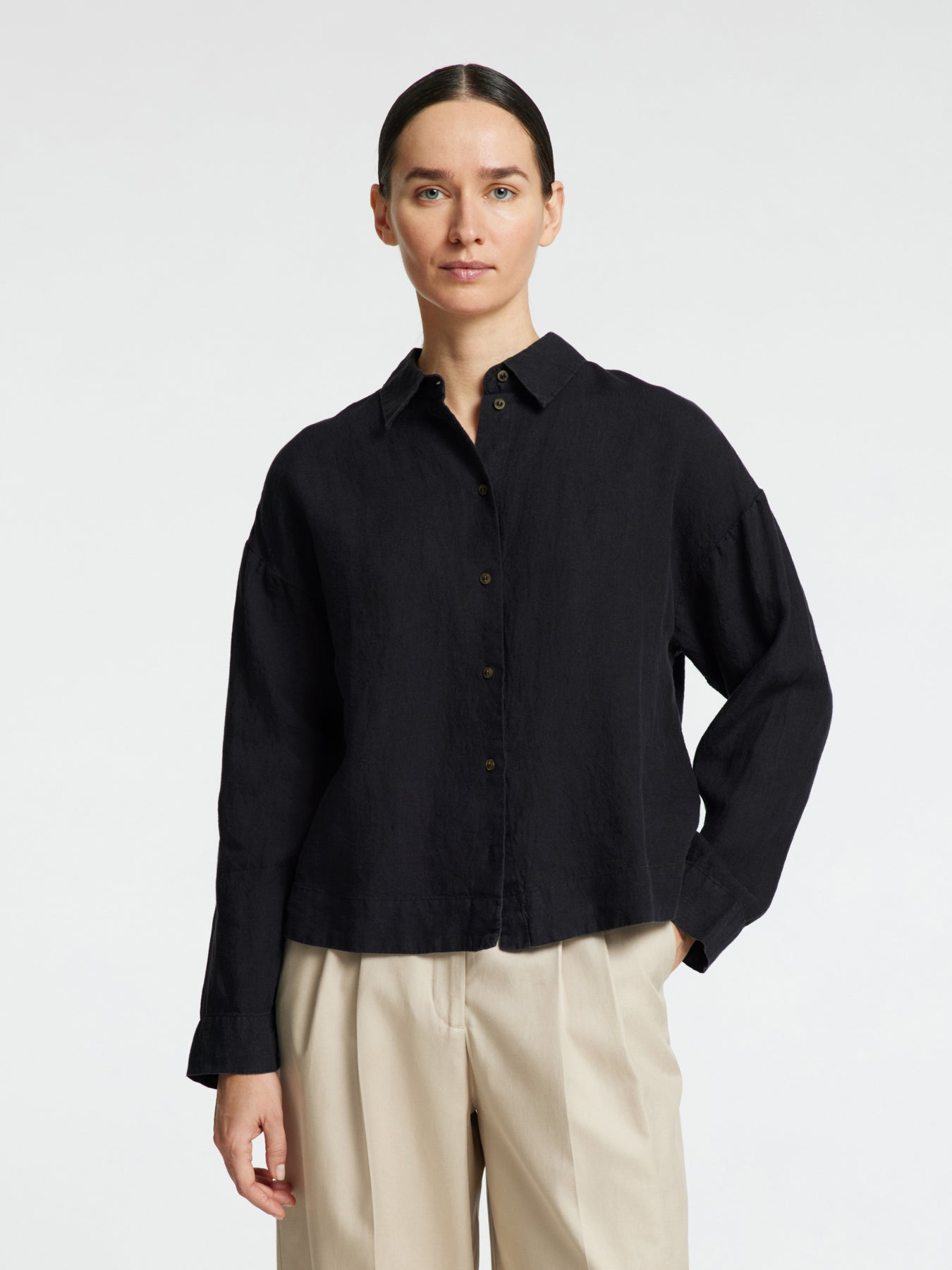 Linnie Ls Linen Shirt Noos - Black