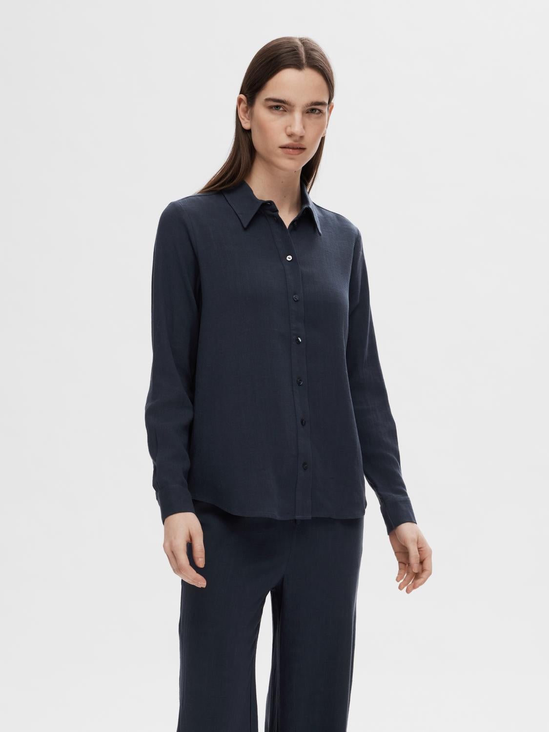 Selected Femme Viva Ls Sun Shirt - Dark Sapphire