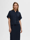 Selected Femme Viva Cropped Skjorta - Dark Sapphire