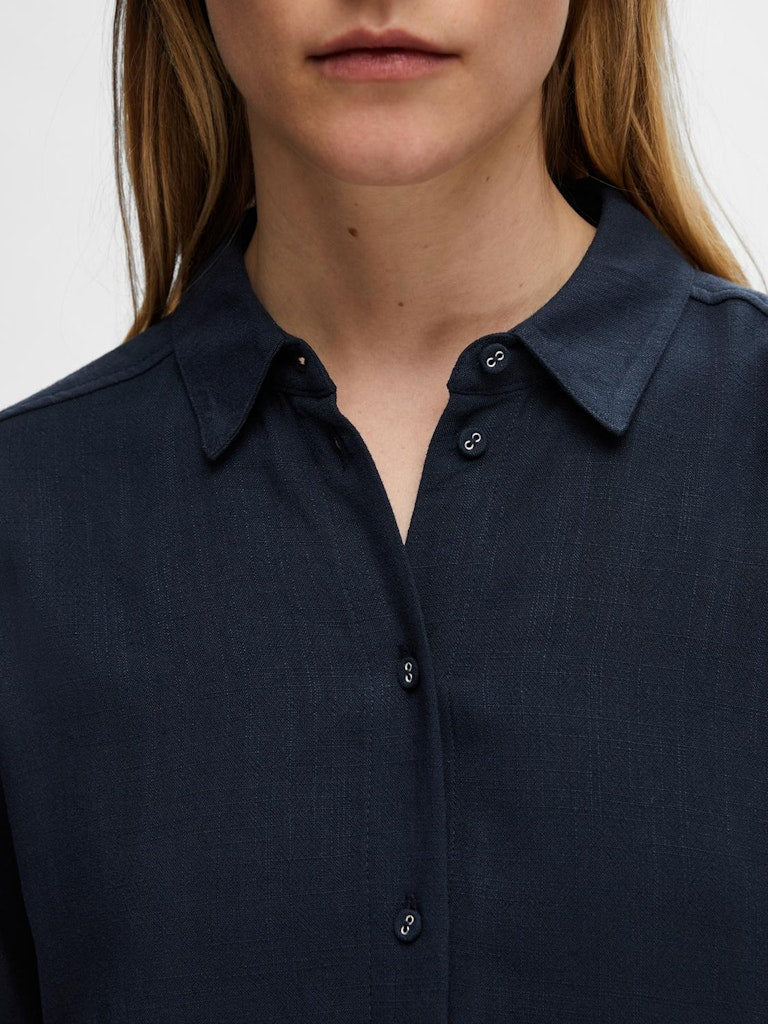 Selected Femme Viva Cropped Skjorta - Dark Sapphire