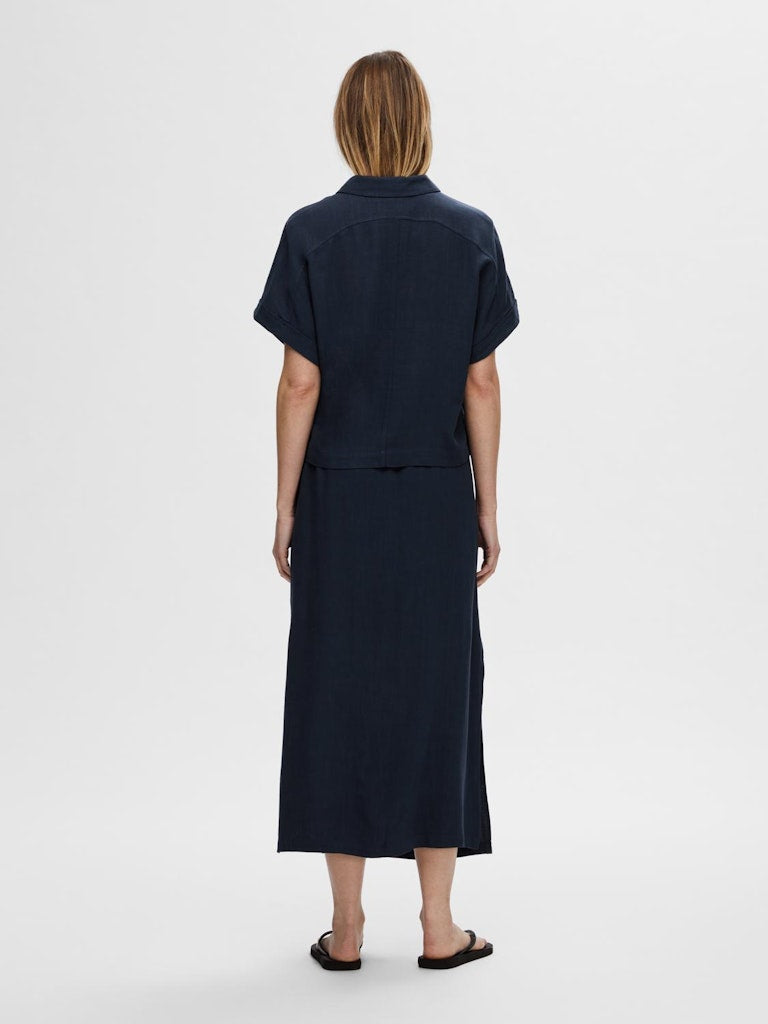 Selected Femme Viva Cropped Skjorta - Dark Sapphire