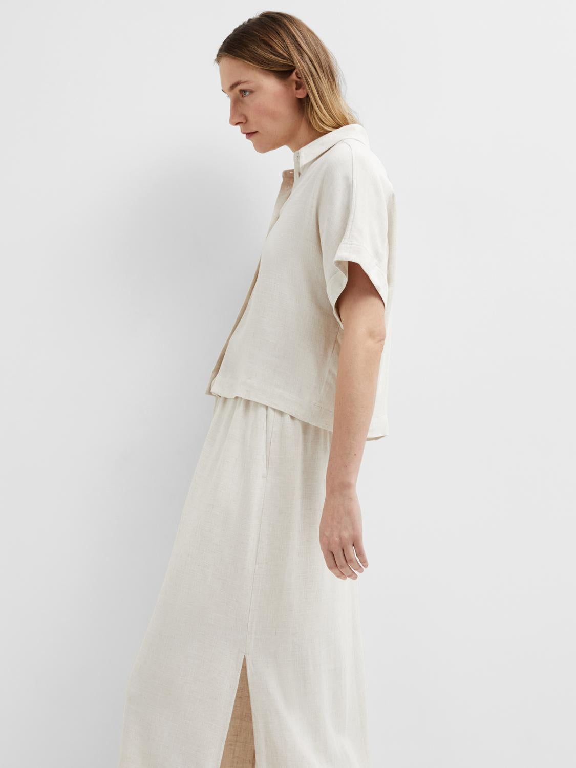 Viva SS Cropped Sun Shirt Noos - Sandshell