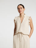 Viva SL Ruffle Top - Sandshell