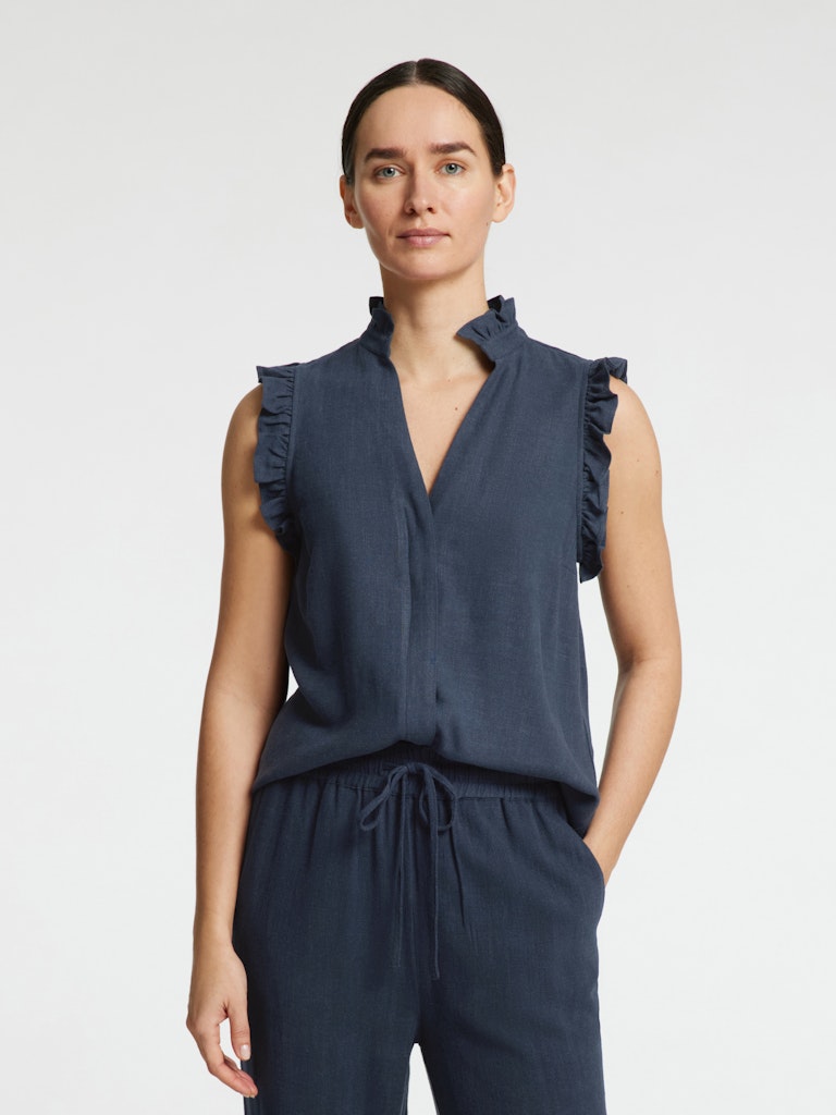 Viva Sl Ruffle Top - Dark Sapphire
