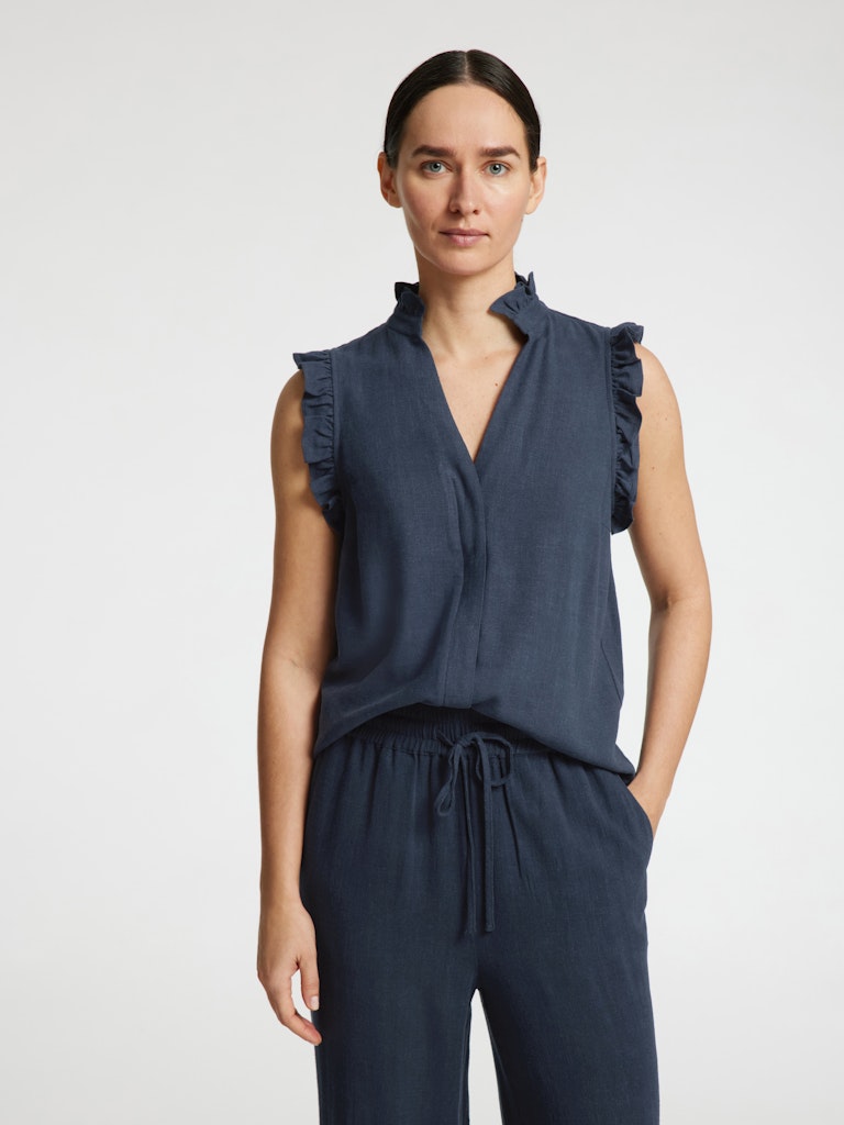 Viva Sl Ruffle Top - Dark Sapphire