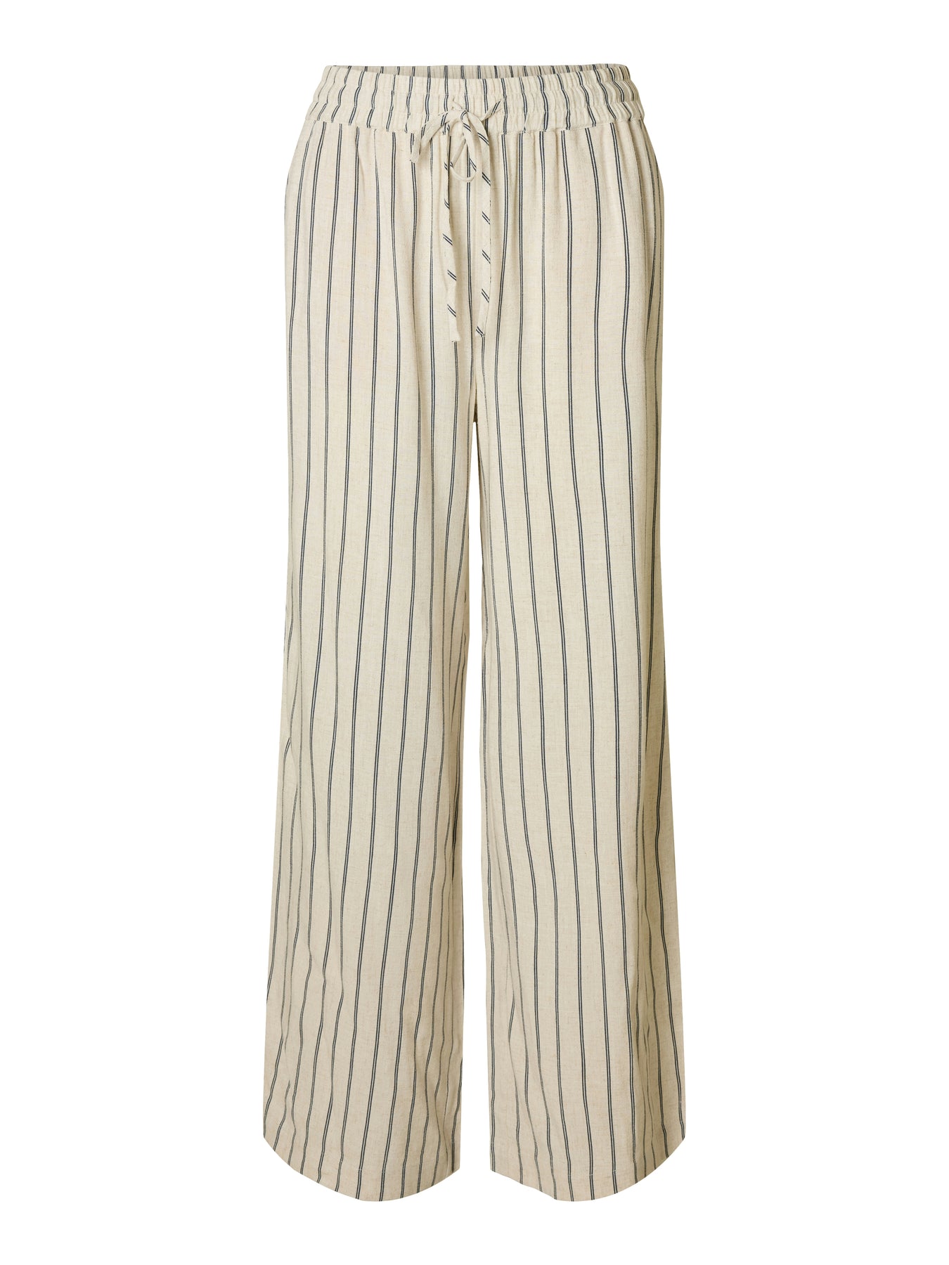 Selected Femme Viva-Gulia HW Striped Sun Pant - Sandshell Pin Stripe