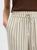 Selected Femme Viva-Gulia HW Striped Sun Pant - Sandshell Pin Stripe