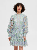 Silja LS Embroidery Short Dress Multi - Blue Heron Multi Color