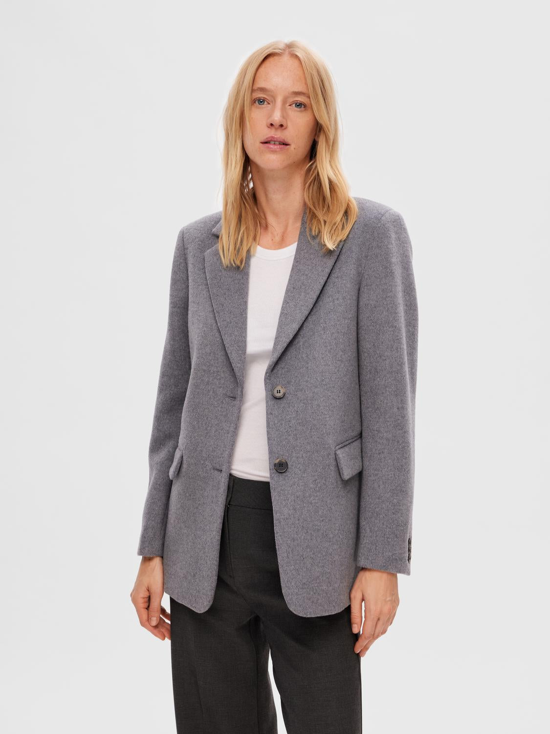 Sasja Wool Blazer - Light Grey Melange