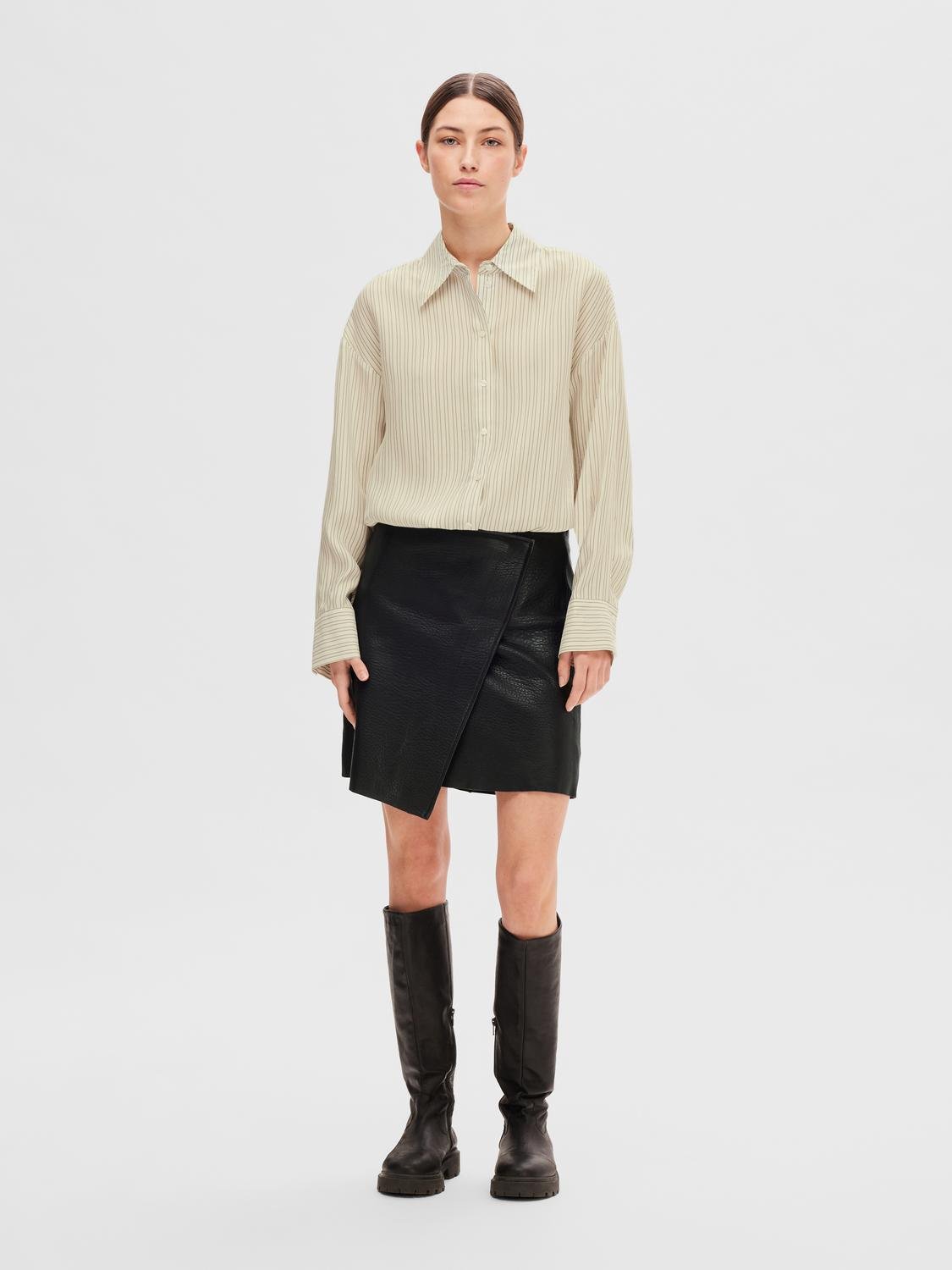 Carol Hw Short Leather Skirt - Black