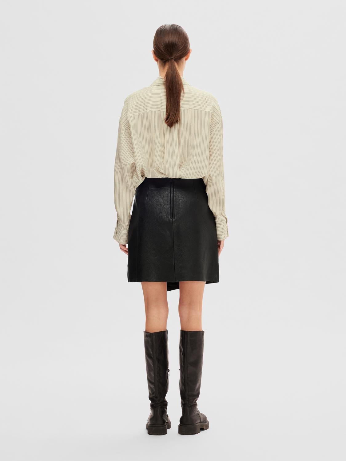Carol Hw Short Leather Skirt - Black