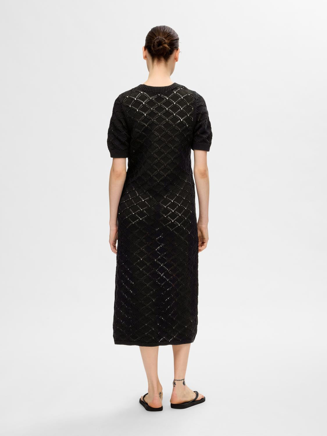 Vinna SS Long Knit Dress - Svart