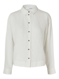 Linnie Ls Linen Shirt B - Snow White
