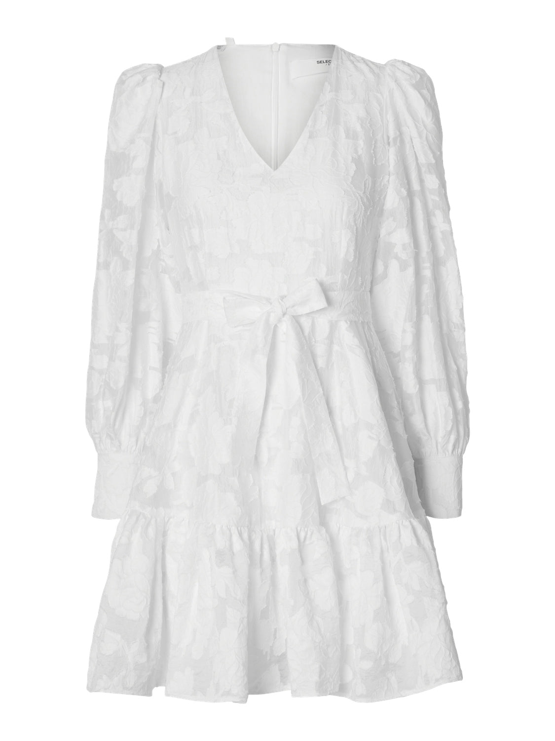Calli-Sadie LS Short V-Neck Dress FF - Bright White