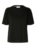 Selected Femme Penelope 2/4 Ruffle Tee Noos - Svart