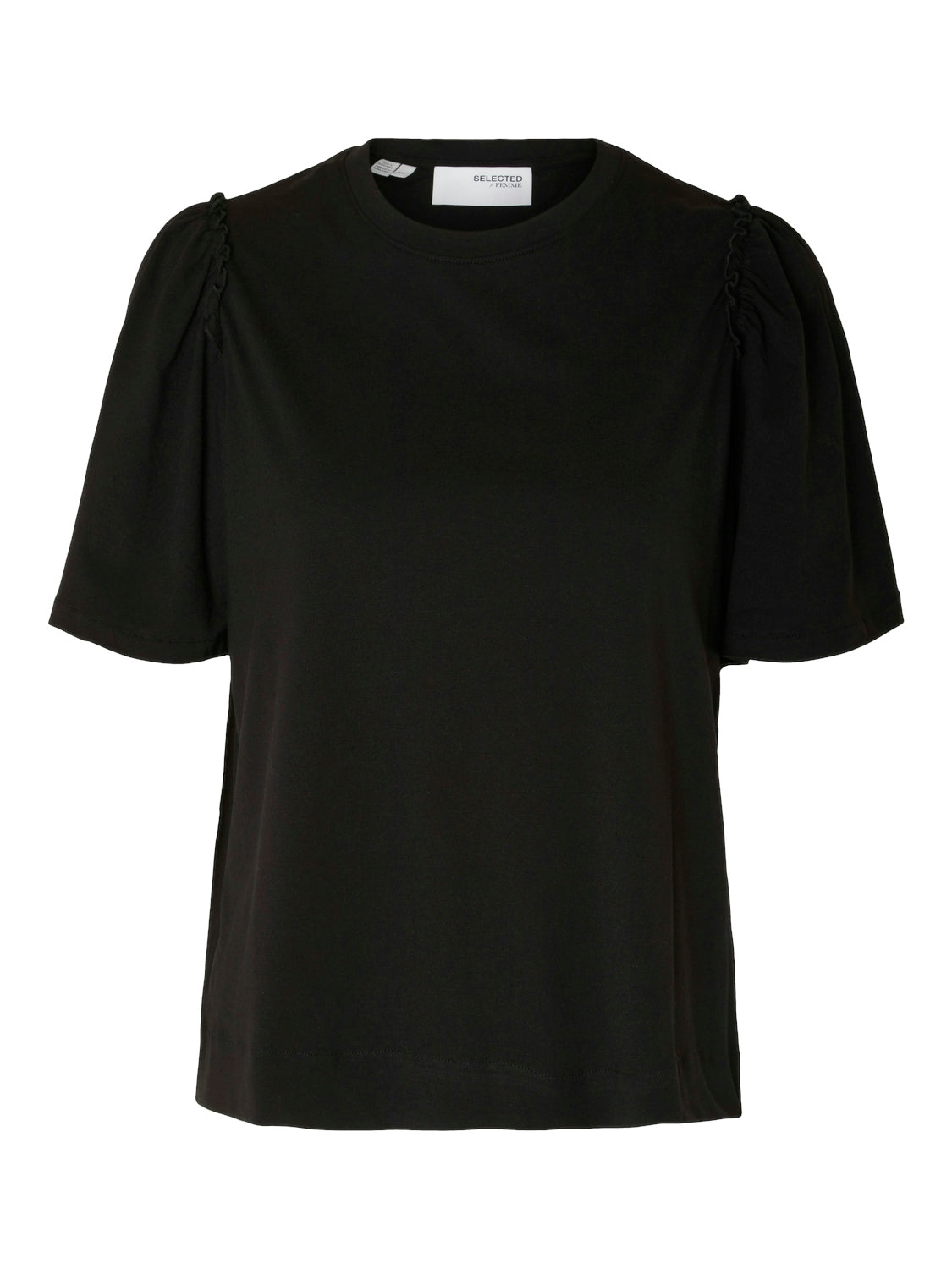 Selected Femme Penelope 2/4 Ruffle Tee Noos - Svart
