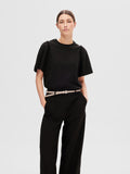 Selected Femme Penelope 2/4 Ruffle Tee Noos - Svart
