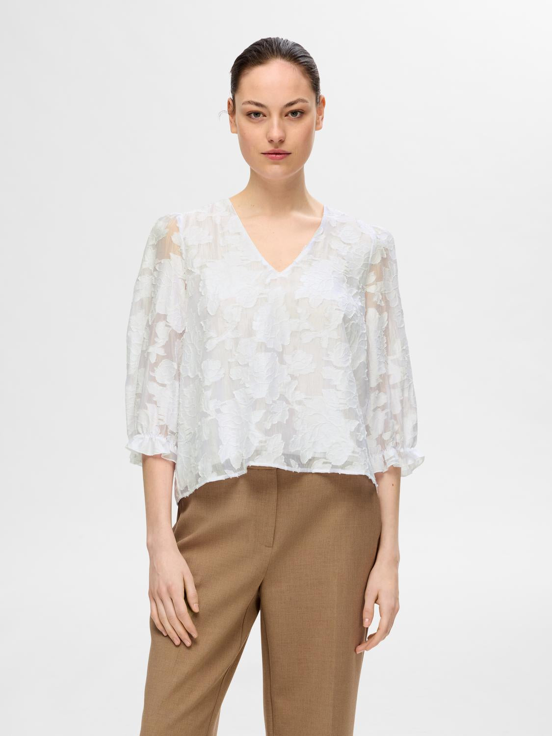 Cathi-Sadie 3/4 Top FF - Bright White