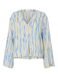 Baela Ls Aop V-Neck Top B - Birch Aop