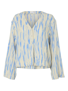 Baela Ls Aop V-Neck Top B - Birch Aop