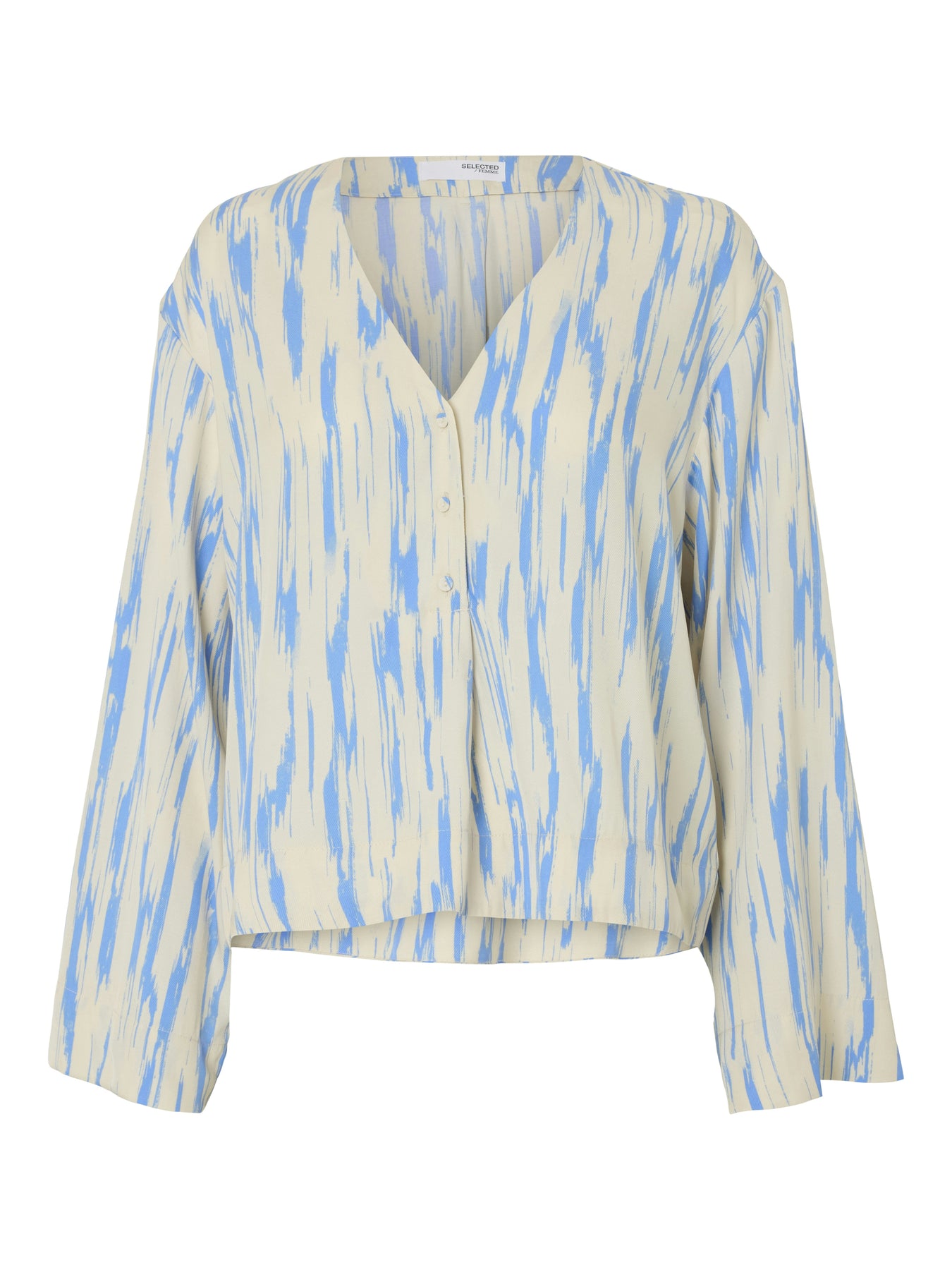 Baela Ls Aop V-Neck Top B - Birch Aop