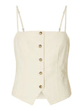 Selected Femme Mette Buttoned Jacquard Strap Top B - Snow White