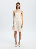 Selected Femme Mette Buttoned Jacquard Strap Top B - Snow White