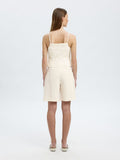 Selected Femme Mette Buttoned Jacquard Strap Top B - Snow White
